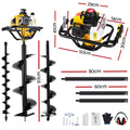 Giantz Petrol Post Hole Digger 52cc Motor Auger Bits Kit