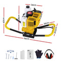 Giantz 74CC Petrol Post Hole Digger Engine Motor Yellow