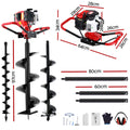 Giantz Petrol Post Hole Digger 52cc Motor Auger Bits Kit