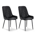 Artiss Dining Chairs x2 Retro PU Leather Black Kitchen Cafe