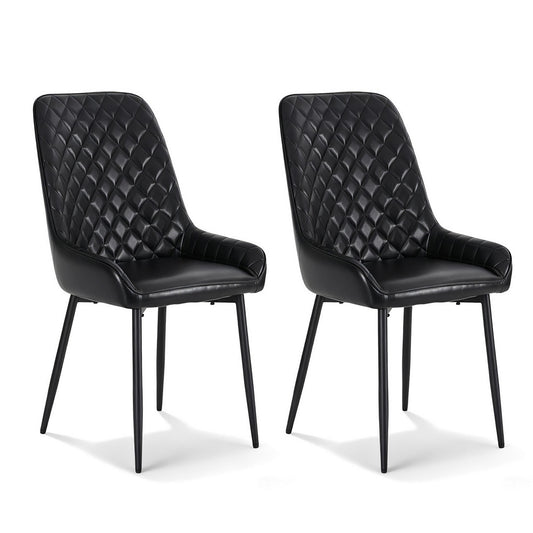 Artiss Dining Chairs x2 Retro PU Leather Black Kitchen Cafe