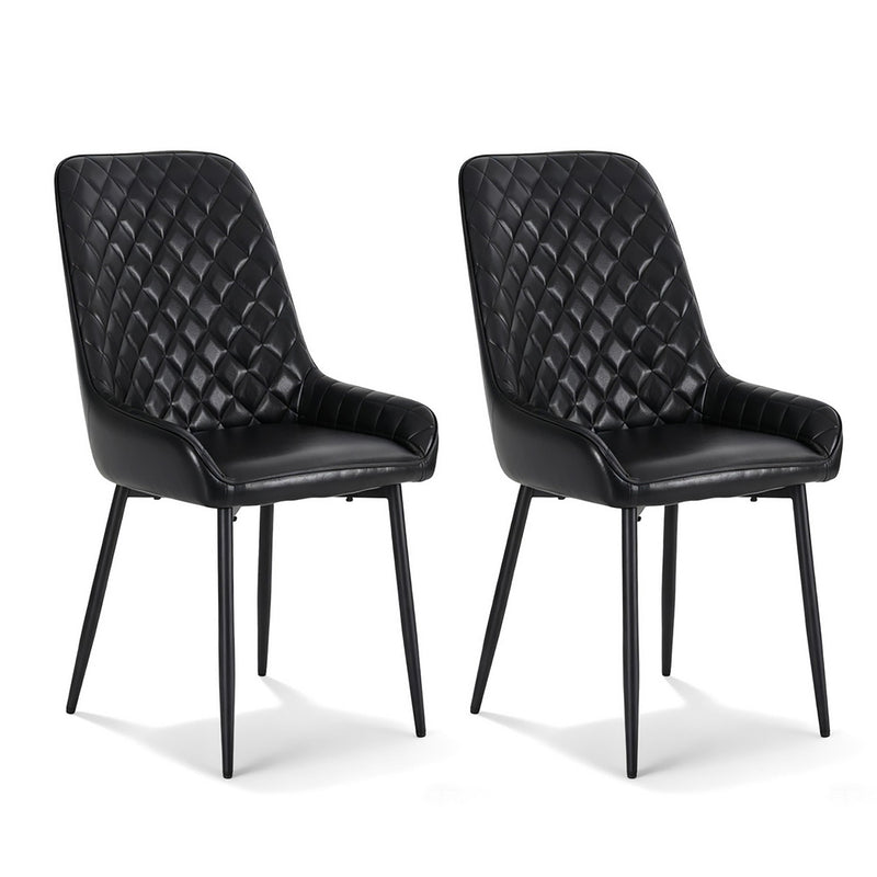 Artiss Dining Chairs x2 Retro PU Leather Black Kitchen Cafe