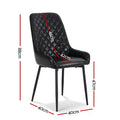 Artiss Dining Chairs x2 Retro PU Leather Black Kitchen Cafe