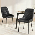 Artiss Dining Chairs x2 Retro PU Leather Black Kitchen Cafe
