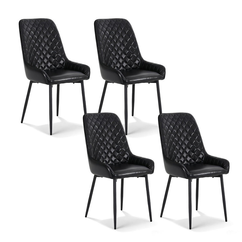 Artiss 4x Dining Chairs Retro PU Leather Black Kitchen Lounge