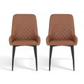 Artiss 2x Dining Chairs PU Leather Retro Brown Kitchen Cafe Accent