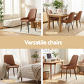 Artiss 4x Dining Chairs PU Leather Retro Brown Kitchen Café