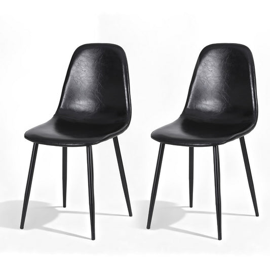 Artiss 2x Dining Chairs Retro PU Leather Black Kitchen Lounge Cafe