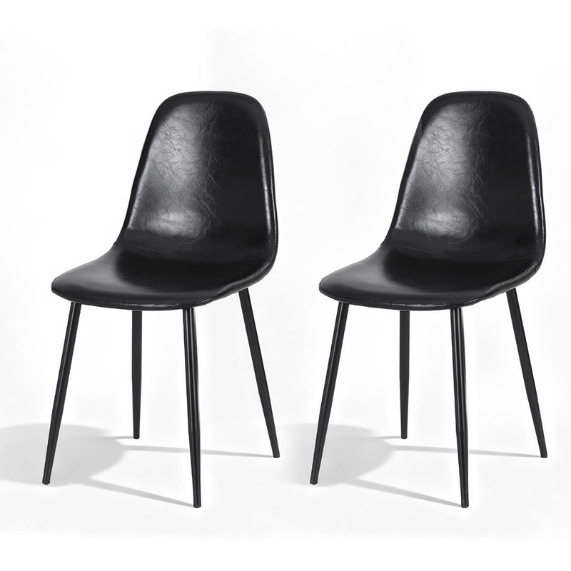 Artiss 2x Dining Chairs Retro PU Leather Black Kitchen Lounge Cafe