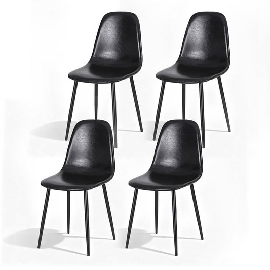 Artiss 4x Retro Dining Chairs PU Leather Black Kitchen Cafe