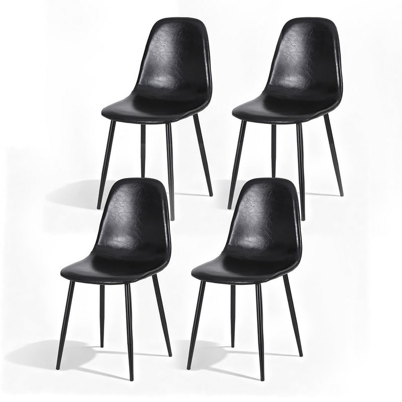 Artiss 4x Retro Dining Chairs PU Leather Black Kitchen Cafe