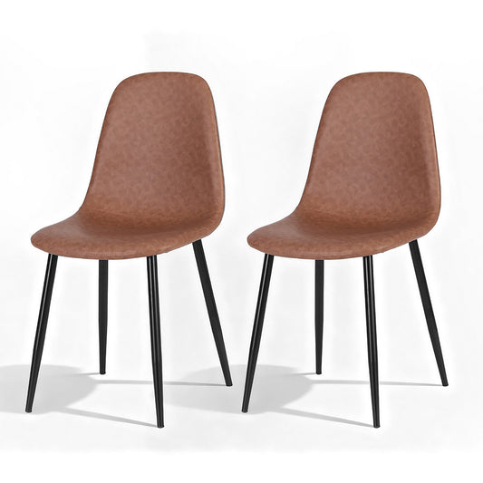 Artiss 2x Retro PU Leather Dining Chairs Brown Kitchen Accent