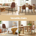 Artiss 2x Retro PU Leather Dining Chairs Brown Kitchen Accent