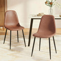 Artiss 2x Retro PU Leather Dining Chairs Brown Kitchen Accent
