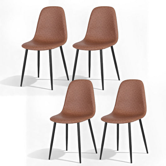 Artiss 4x Dining Chairs PU Leather Brown Retro Kitchen Lounge