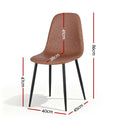 Artiss 4x Dining Chairs PU Leather Brown Retro Kitchen Lounge