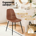 Artiss 4x Dining Chairs PU Leather Brown Retro Kitchen Lounge