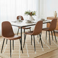 Artiss 4x Dining Chairs PU Leather Brown Retro Kitchen Lounge