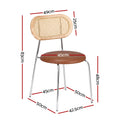 Artiss 2x Dining Chairs PU Leather Rattan Brown Kitchen