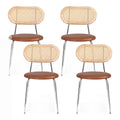 Artiss 4x Dining Chairs PU Leather Rattan Brown Kitchen Cafe