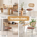 Artiss 4x Dining Chairs PU Leather Rattan Brown Kitchen Cafe