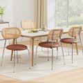 Artiss 4x Dining Chairs PU Leather Rattan Brown Kitchen Cafe