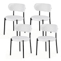 Artiss Dining Chair Set 4 Sherpa Boucle White