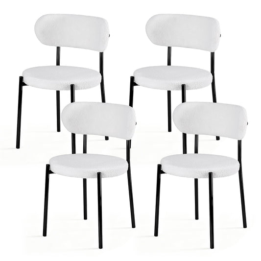 Artiss Dining Chair Set 4 Sherpa Boucle White