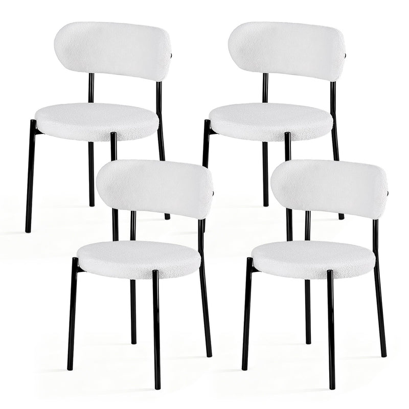 Artiss Dining Chair Set 4 Sherpa Boucle White