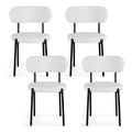 Artiss Dining Chair Set 4 Sherpa Boucle White