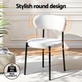Artiss Dining Chair Set 4 Sherpa Boucle White