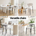 Artiss Dining Chair Set 4 Sherpa Boucle White
