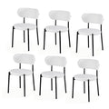 Artiss Dining Chairs Set of 6 Sherpa Boucle White