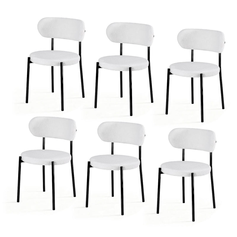 Artiss Dining Chairs Set of 6 Sherpa Boucle White