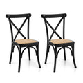 Artiss 2x Rattan Dining Chairs Wooden Kitchen Cafe Lounge Rubber Wood