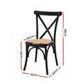 Artiss 2x Rattan Dining Chairs Wooden Kitchen Cafe Lounge Rubber Wood