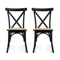 Artiss 2x Rattan Dining Chairs Wooden Kitchen Cafe Lounge Rubber Wood