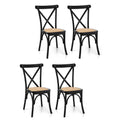 Artiss 4x Dining Chairs Rattan Wooden Kitchen Cafe Lounge Rubber Wood