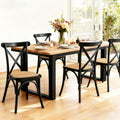 Artiss 4x Dining Chairs Rattan Wooden Kitchen Cafe Lounge Rubber Wood