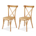 Artiss Dining Chair Rattan Wooden Kitchen Cafe Lounge Rubber Wood x2