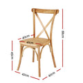 Artiss Dining Chair Rattan Wooden Kitchen Cafe Lounge Rubber Wood x2