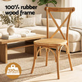 Artiss Dining Chair Rattan Wooden Kitchen Cafe Lounge Rubber Wood x2