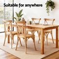 Artiss Dining Chair Rattan Wooden Kitchen Cafe Lounge Rubber Wood x2