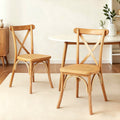 Artiss Dining Chair Rattan Wooden Kitchen Cafe Lounge Rubber Wood x2