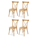 Artiss 4x Rattan Dining Chairs Wooden Kitchen Cafe Lounge Rubber Wood