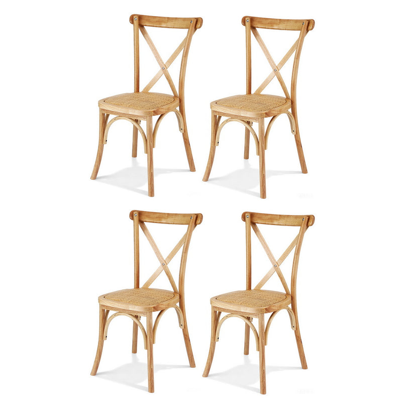Artiss 4x Rattan Dining Chairs Wooden Kitchen Cafe Lounge Rubber Wood