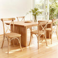 Artiss 4x Rattan Dining Chairs Wooden Kitchen Cafe Lounge Rubber Wood