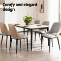 Artiss Dining Chair PU Leather Kitchen Lounge Grey Accent