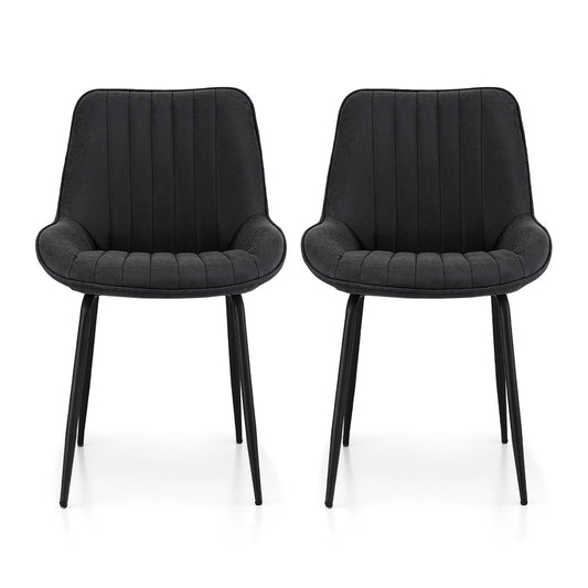 Artiss 2x Dining Chairs Retro PU Leather Black Kitchen Cafe Seat