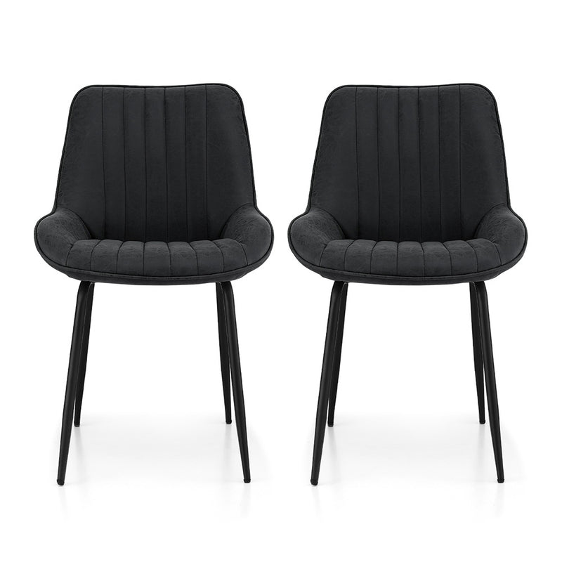 Artiss 2x Dining Chairs Retro PU Leather Black Kitchen Cafe Seat